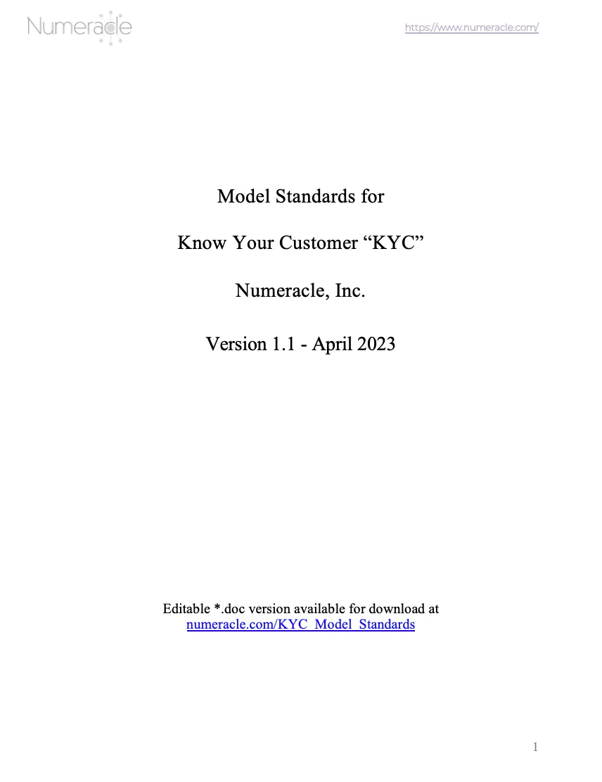 Numeracle's KYC Model Standards Guide
